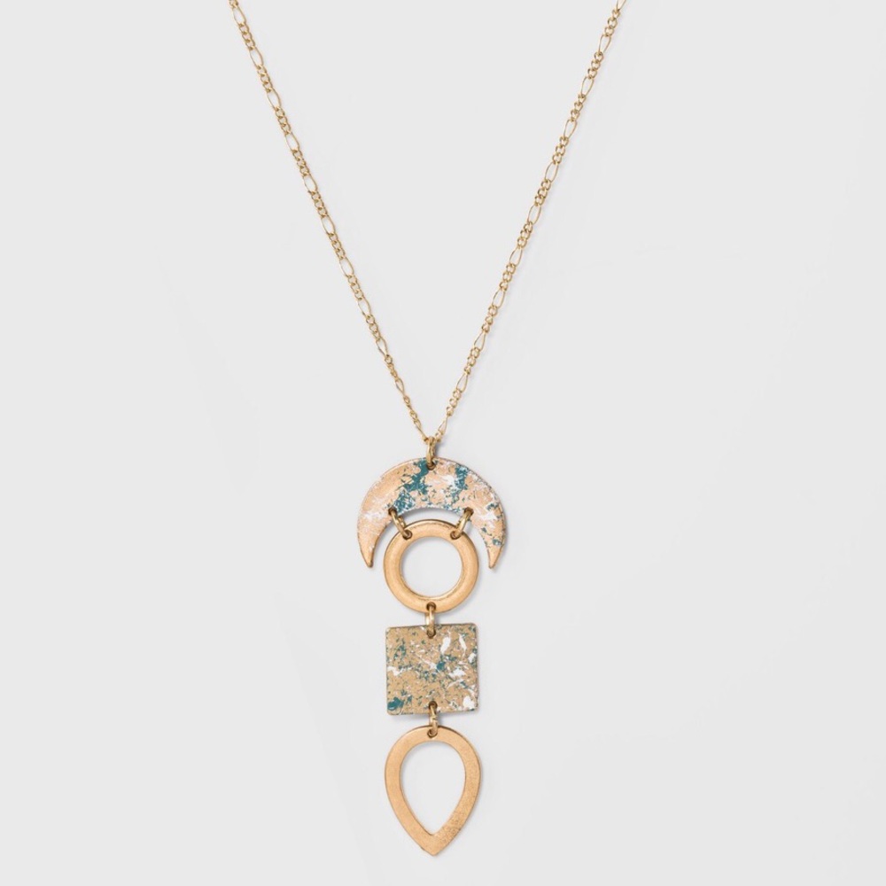 ➡️3/$10⬅️ Geo Shape Long Pendant Necklace - Gold